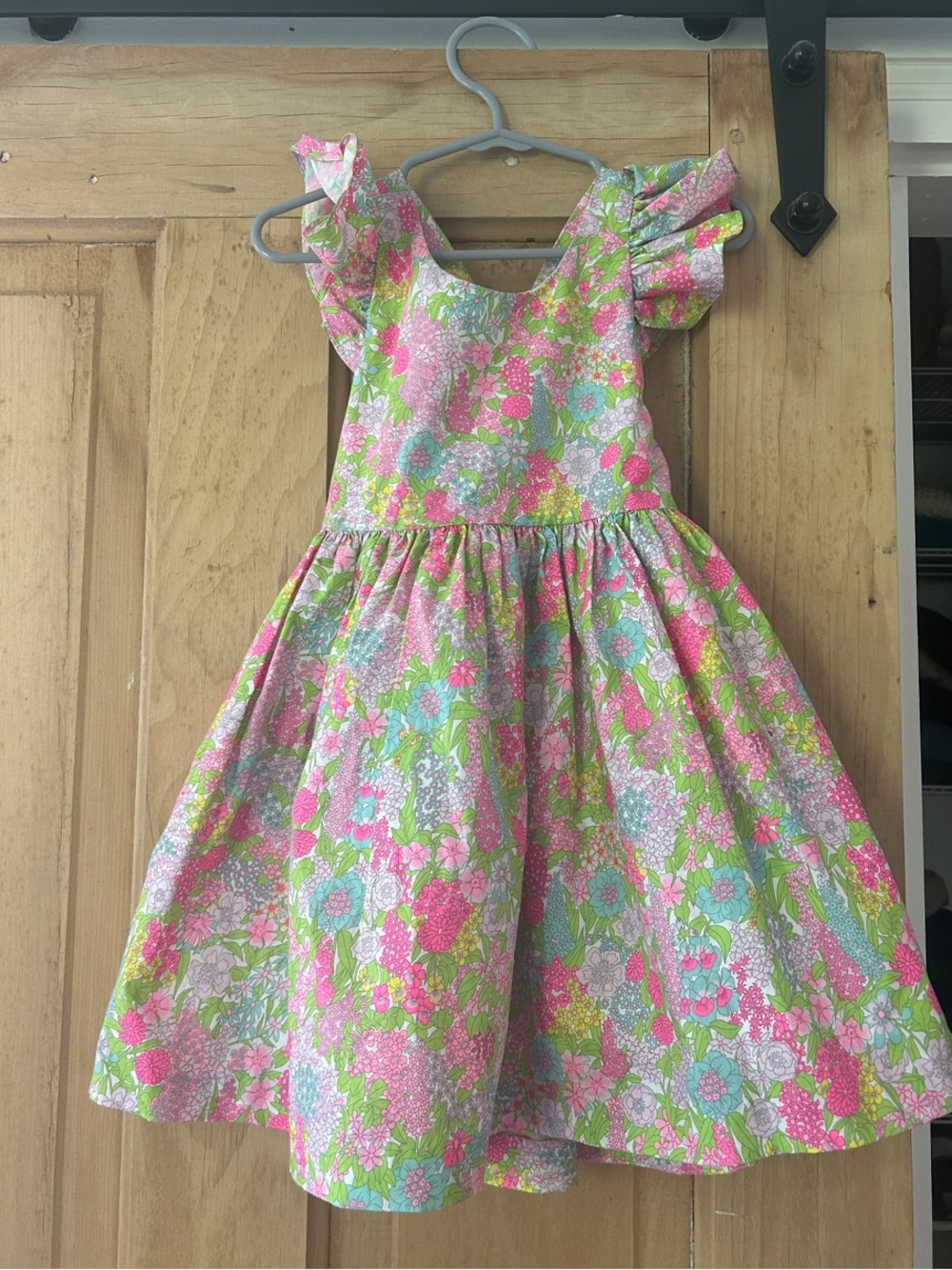 Jacadi Pink Green Floral Cotton Sundress